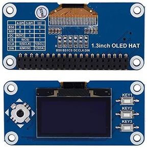 OLED Expansion Board, 1.3 inch OLED Display HAT Expansion Board 4-Wire, 3-Wire and I2C Support for Raspberry Pi 2B/3B/Zero/Zero W