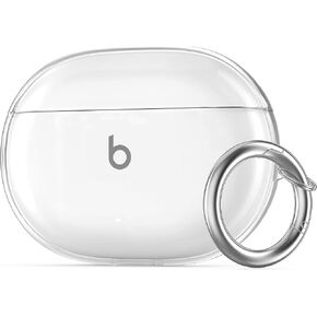 NIUTRENDZ Clear Case for Beats Studio Buds Case Soft TPU Protective Cover with Carabiner Compatible with Beats Studio Buds (Glitter Black)