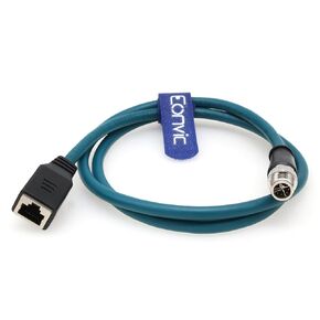 Eonvic Industrial M12 8Pin Male X Code to RJ45 Female High Flex Cat6 Gigabit Extension Ethernet Cable