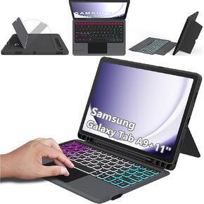 for Galaxy Tab A9+ 11 inch Case with Detachable Keyboard : DIY 3-Zone 7 Color Backlit Keyboard Cases with Touchpad - Keyboard Cover with Multi-Angle Kickstand for Samsung Galaxy Tab A9 Plus 11" 2023