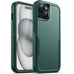 حافظة JETech لهاتف iPhone 15 Plus مقاس 6.7 بوصة، حماية قوية بطبقة مزدوجة شديدة التحمل، غطاء هاتف متين واقٍ مقاوم للصدمات مع ظهر غير لامع (أسود)