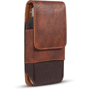 Cell Phone Holsters Belt Clip Case for Men w/Card Slot Compatible for Galaxy S23 S22 Ultra A54 A53 A34 A24 A23 A14 iPhone 15 14 Pro Max Motorola G Power Play Pixel 8 7 Pro OnePlus 11 10 Pro (Brown)