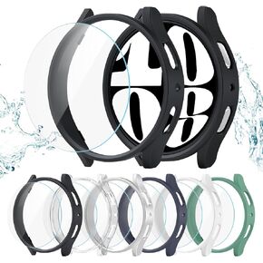 [6+6Pack for Samsung Galaxy Watch 6 40mm Screen Protector Case, Hard PC Bumper + HD Anti-Fog Tempered Glass Protective Film, Face Cover Set for Galaxy Watch 6 40mm Accessories