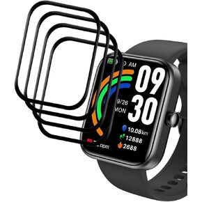 [4-Pack] for TOZO S3 Smartwatch Screen Protector, Full Coverage 3D Curved Edge Frame Case Friendly Anti Scratch Anti-Bubble HD Clear PET Film for TOZO S3 Smart Watch