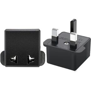 (Black-2pcs) US/EU to UK Plugs Adapter EU to UK Plugs Power Converter Plugs 2 Pin Socket US to UK Travel Adapter,UK 3 pin Plug to 2 Hole for China/Japan/USA/Germany