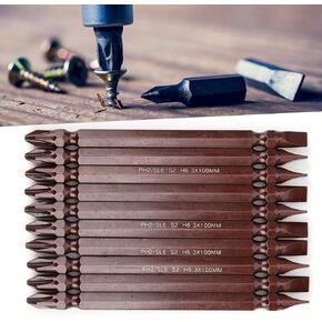 Jeanoko 10Pcs Double Ended Screwdriver Bit S2 PH2 Magnetic Phillips Double Ended Screwdriver Bits H6.3 x 100MM Impact Tough Hand Tool(Double Ended S2 H6.3 x 100 x PH2/SL6)