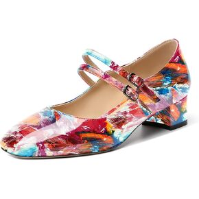 Womens Patent Mary Jane Cute Adjustable Strap Dating Slip On Square Toe Chunky Low Heel Pumps Shoes 1.5 Inch