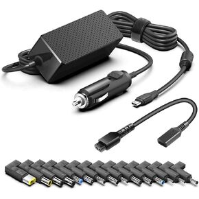 HKY Universal Laptop Car Charger PD 100W 95W 90W 65W DC Travel Adapter for HP Dell Gateway Lenovo LG Acer ASUS Compaq Samsung Sony Fujitsu Toshiba and more Notebook Computer Tablet Speaker Smartphone