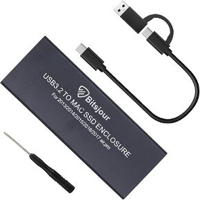 Mac SSD Enclosure, USB C/A 3.2 20Gbps Portable External Case for 2013-2017 Apple MacBook Air/Pro 12+16 Pin A1466 A1465 A1502 A1398, Mac Pro, iMac