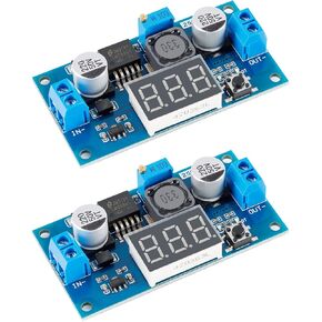 LM2596 DC-DC Step-Down Voltage Module, Step-Down Converter, Adjustable Buck Converter Regulator Module with Digital Input 2.5V~40V Output1.25V~37V 3A/voltage Regulator with LED Display(2PCS)