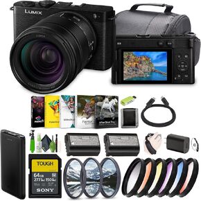 Panasonic LUMIX S9 Mirrorless Full Frame Compact Camera with 28-200mm L Mount Lens for Content Creators - Black -Bundle with 64GB UHS-II SDXC Memory Card + Filter Kit and More Accessories