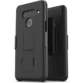 Encased Belt Clip Case Compatible with LG V50 ThinQ (DuraClip) Slim Combo Shell Holster with Kickstand - Black (2019 Release)