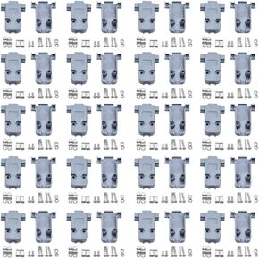 JRready ST6237 DB9 Connector 20 PCS 9 Pin Gray Plastic Hoods Set of Crimp Solder D-Sub Connector Assortment Kit