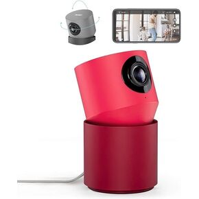 Hoop Wireless HD Indoor PTZ Security Camera, Two-Way Audio, 2.4/5.0GHz, Smartphone App, Night Vision, Motion and Sound Detection, (10 sec Edit) Cloud Storage Service... (PRO RED)