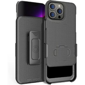 حافظة BELTRON مزودة بمشبك حزام لهاتف iPhone 13 Pro 6.1 بوصة (2021)، حافظة بمقبض مطاطي نحيف ومجموعة حافظة شيل مع مسند مدمج - رمادي معدني (قوة صناعية) in Kuwait