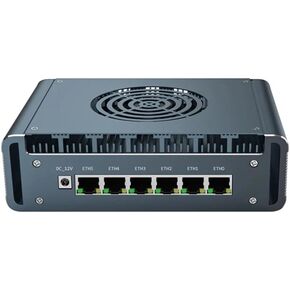 Micro Firewall Appliance, 6 i226-V 2.5Gbe LAN Ports, Fanless Mini PC Celeron 100 Quad Core, DDR5 1*M.2 Support AES-NI Barebone Router PC VPN,HDMI DP USB3.0 NO RAM (DDR5) NO SSD(M.2 Nvme)