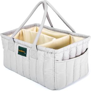 Baby Diaper Caddy Basket Organizer-Sturdy, Breathable & Washable - Stylish Storage, Portable, Car Caddy Organizer, Nursery, Baby Gift Registry Newborn Essentials (Deep Olive Green)
