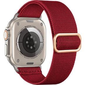 Stretchy Nylon Solo Loop Bands Compatible with Apple Watch 49mm 45mm 44mm 42mm 41mm 40mm 38mm for Men Women, Adjustable Soft Elastic Braided Straps for iWatch Ultra 2/Ultra Series 9/8/7/6/5/4/3/2/1/SE