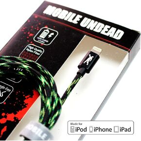 Mobile Undead [Apple MFi Certified] Lightning to USB-A Braided Cable, 5 Feet for iPhone 14/13/12/11 Pro Pro Max Plus Mini XS XS Max XR X 8 8 Plus 7 7 Plus iPad Pro Air Mini iPod (Vampire) in Kuwait
