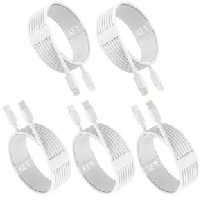 USB C to Lightning Cable [MFi Certified] 5Pack 6FT Fast Charging iPhone Charger Cord for iPhone 14 13 12 11 Pro Max XR XS X 8 7 Plus SE iPad and More