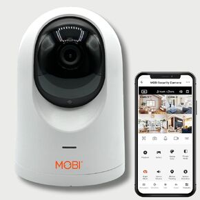 MOBI Home Security & Monitoring Camera: Full HD, 355°Pan & 120°Tilt, Motion Detection/Tracking, Sound Detection, 2-Way Audio, Color Night Vision, Temp/Humidity Readings, Supports 5-2.4GHz Wi-Fi Router