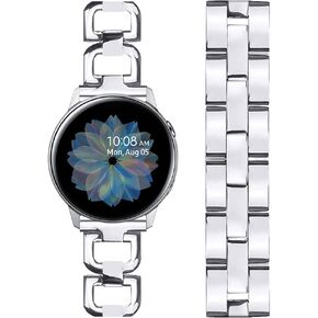 JOYOZY Stainless Steel Bands for Galaxy Watch 7/6/5/4 40mm 44mm/Galaxy Watch FE 40mm/Watch 6 Classic 43mm 47mm/Active 40mm/Active2 40mm 44mm,Metal D-Chain Band for Watch 5 pro 45mm/Watch 4 Classic