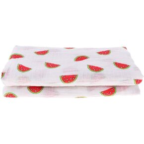Muslin Swaddle Square Blankets Baby Receiving Blanket Wrap Swaddle Towel for Girl Shower Gift - Watermelon