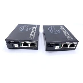 زوج واحد من محولات جيجابت فايبر إيثرنت 1000 متر/100 متر/10 متر، محول وسائط SFP متضمن، مسافة تصل إلى 20 كيلومترًا على ألياف ضوئية SC أحادية الوضع (4 منافذ RJ45 * 4 منافذ RJ45)