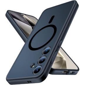 ELEPIK Stronger Magnetic for Samsung Galaxy S24 Case, [10 FT Military Grade Drop Tested] [Compatible with MagSafe] Slim Protective Matte Silicone S24 Case, Translucent Back, Black. in Saudi Arabia