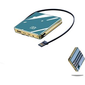 Built-in 4 Cable Portable Charger 15800mAh Cell Phone Battery Backup Ultra Slim Mini Lightest Power Bank with LCD Display, 2.1A Output and 2A Input, Compatible with iPhone iPad Samsung Galaxy and More