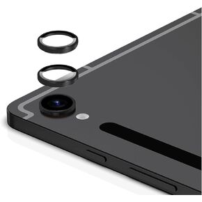 [2 Pack for Samsung Galaxy Tab S9 FE/Tab S9 Camera Lens Protector, 9H Hardness Metal Individual Ring [Installation Tray Alignment Kit](Black)