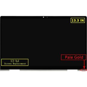 13.3" Replacement for HP Envy x360 13-bd 13-bd1xxx 13-bd0063dx 13m-bd0023dx FHD 1080P IPS LCD Display Touch Screen Digitizer Assembly Bezel with Control Board 30Pin Non-OLED (Pale Gold)