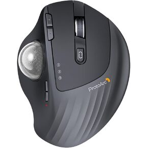 ProtoArc EM01 NL Wireless Trackball Mouse, Rechargeable Thumb Control, Gray | 0/20° Adjustable Angle to Reduce Fatigue, Triple-Device Bluetooth & 2.4G USB-A for Office Use, Silent Click, Easy to Clean in Saudi Arabia