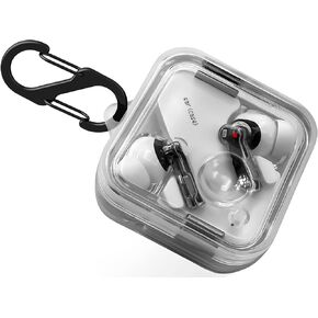 Geiomoo Silicone Case for Nothing Ear, Nothing Ear 2, Protective Cover with Carabiner (Black)