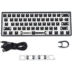 YMDK GH60 GK61 RGB Hot Swap Independent Driver Tyce-C ANSI Mechanical keyboard DIY kit Plastic Case CNC Aluminum Case Plate PCB (Plastic White GK61X Wired)