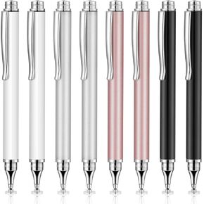 Weewooday 8 Pieces Capacitive Stylus Pens for Touch Screen, Universal Disc Stylus Pens Fine Point Stylus for Most Touch Screen Smart Devices, 4 Colors