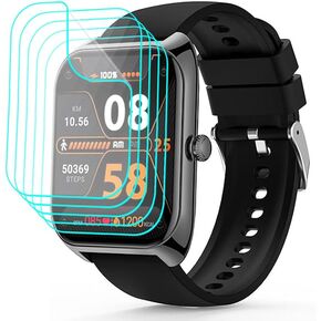 [5 Pack] Compatible for SOUYIE P113 Smart Watch Screen Protector 2.02" PET Film [HD Transparency] [Anti-Fingerprint] [Anti-Scratch] [Bubble Free] [Case Friendly]