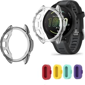Smartwatch Screen Protector Compatible for Garmin Forerunner 165 Music, Case Violet TPU Soft Frame Cover and Tempered Glass Protective Film (glass+case(Violet))