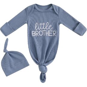 Newborn Boy Girl Coming Home Outfit Baby Infant Sleeper Gown Nightgown Outfits Cute Fall Winter Pajamas and Hat