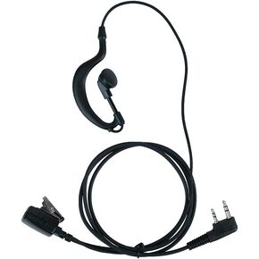 سماعة أذن Caroo G على شكل حرف G مع ميكروفون PTT متوافقة مع Baofeng UV-5R BF-888S BF-F8HP BF-F9 UV-82 UV-82HP UV-82C TK-2107 TK-3107 أجهزة اتصال كينوود اللاسلكية ثنائية الاتجاه 2 دبوس