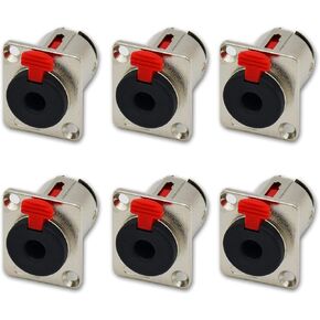 Lingtoolator E-rsyun TRS 6.35mm 1/4" Female Jack Panel Chassis Lock Socket Audio Connector Chassis Mount Pack of 6