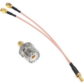 Anina SMA Female to Dual SMA Male Y Splitter Coaxial Extension Cable with SMA Female to UHF Female SO239 Low-Loss Antenna Adapter for 3G 4G 5G LTE ADS-B Ham GPS WiFi RF Radio (Not for TV)