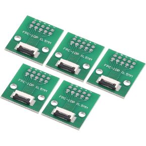 MECCANIXITY FPC FFC PCB Converter Board 10P 0.5mm on Socket Side, Back 1.0mm, to DIP 2.54mm for LCD 3D Printer Camera DVD TV Laptop Pack of 5