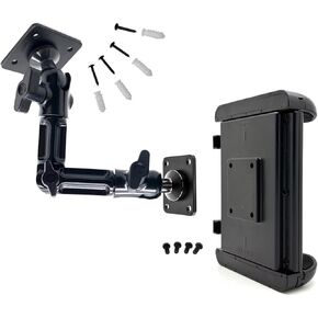 Heavy Duty Metal 8" Industrial Alloy ELD AMPS Drill Base Tablet Mount- iPad Holder for Wall or Truck Fleet Compatible with iPad Pro Air Mini 12.9, Galaxy S, Surface Pro & Switch