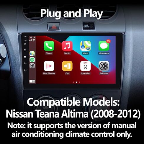 ستيريو سيارة LXKLSZ لسيارة Nissan Teana Altima 2008-2012 متوافق مع Carplay اللاسلكي/Android Auto مع شاشة لمس IPS مقاس 9 بوصات/بلوتوث/وصلة مرآة/FM/AM/USB/طاقة عالية in Kuwait