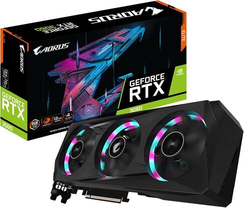 بطاقة رسومات GIGABYTE AORUS GeForce RTX 3060 Elite 12G (REV2.0)، 3X WINDFORCE Fans، 12GB 192-bit GDDR6، بطاقة فيديو GV-N3060AORUS E-12GD in Saudi Arabia