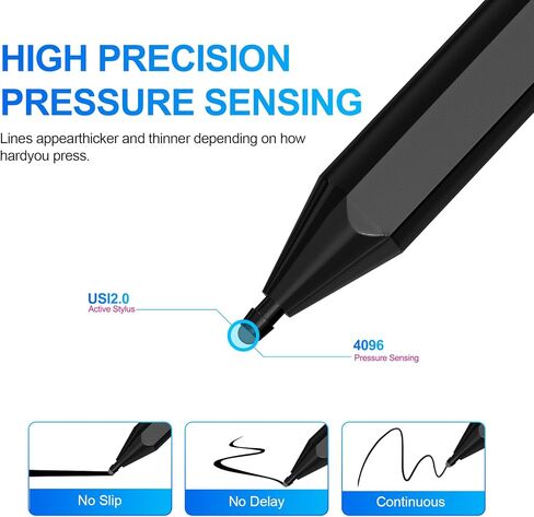 قلم USI 2.0 لجهاز HP Chromebook وASUS Chromebook وLenovo Chromebook وAmazon Fire Max 11 وGoogle Pixel Tablet، مع مستوى ضغط 4096، ورفض راحة اليد، وشحن سريع USB-C، أسود in Kuwait