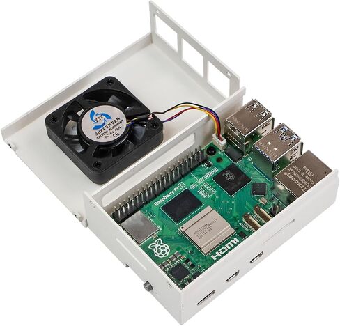حافظة Yahboom لجهاز Raspberry Pi 5، حافظة حماية معدنية سوداء وبيضاء للتبريد مع مروحة قابلة لتعديل السرعة ومضادة للتصادم (أسود) in Saudi Arabia