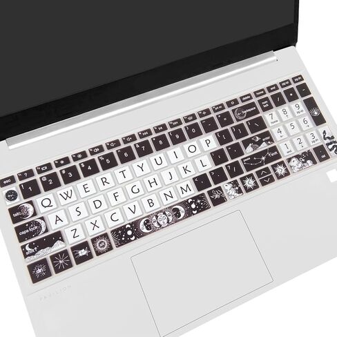غطاء لوحة مفاتيح لطيف من السيليكون لجهاز HP Pavilion مقاس 15.6 بوصة وكمبيوتر محمول HP 15-eg 15t-eg 15-eh 15-er Series، HP Laptop 17 17-cn 17-cp 17z-cp Series، Sun and Moon in Kuwait