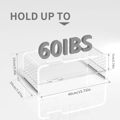 2 Layers Acrylic Monitor Stand with LED Light and Division Board, Clear Computer Monitor Stand Riser with Storage, Gaming Monitor Stand for Office Home, Clear in Saudi Arabia